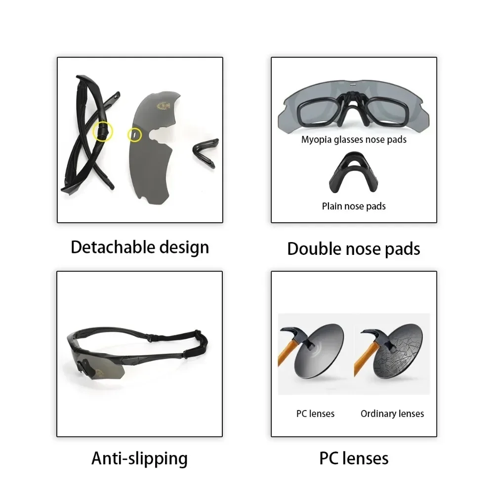 New Style Tactical Goggles CS Airsoft Windproof Shooting Glasses HD 3 Lens Motocross Motorcycle Mountaineering Safe Glasses 4