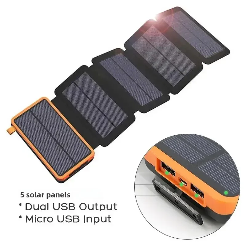 20000mAh Solar Power Bank External Battery Pack Folding Solar Panel Powerbank Double USB Charger Phone Poverbank For Smart Phone 6