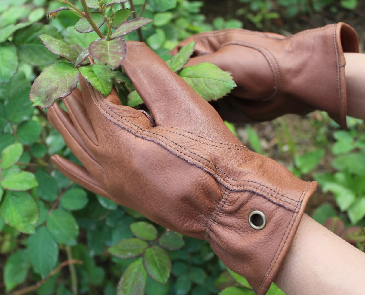 Retro Cowhide Leather Work Gloves for Men Women Reinforced Durable Utilit Gloves for Gardening Construction Yard Work Farm Work 6